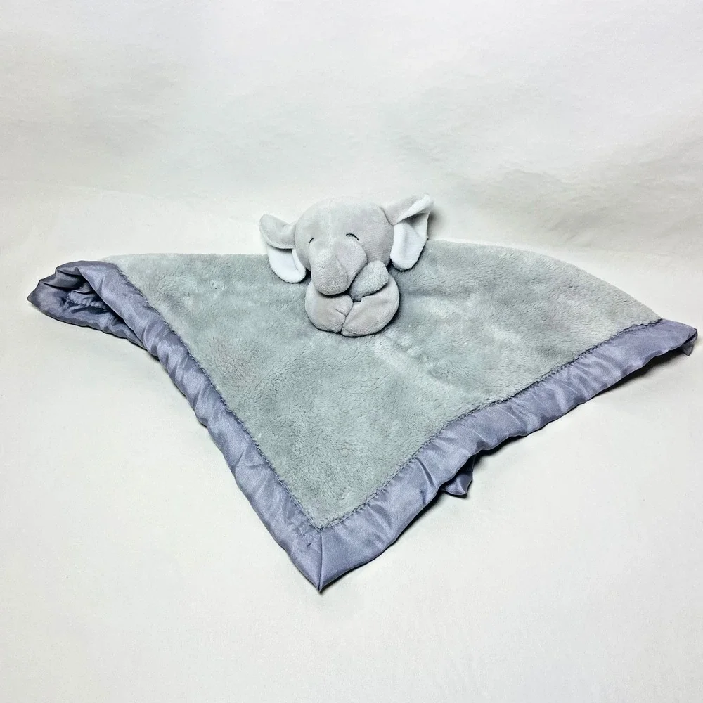 Carter's Elephant Grey Baby Security Blanket Plush Lovey Soft Toy Satin 14